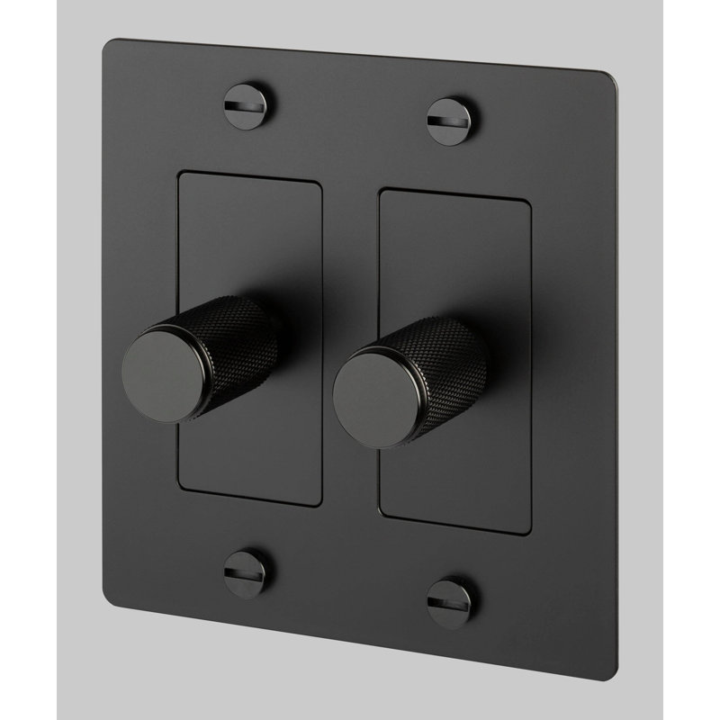 1G Dimmer / Non-Logo , 2 Gang, Black