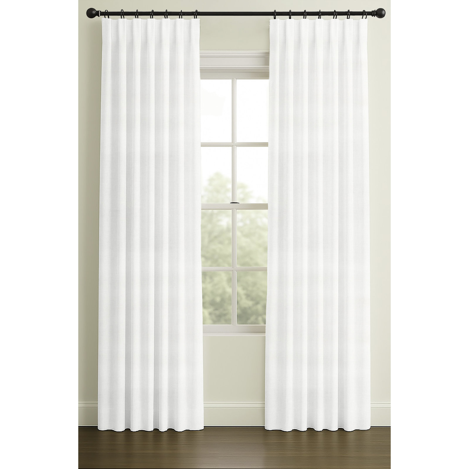 Veilleux White, Inverted Pleat, 33" W X 84" L, Double