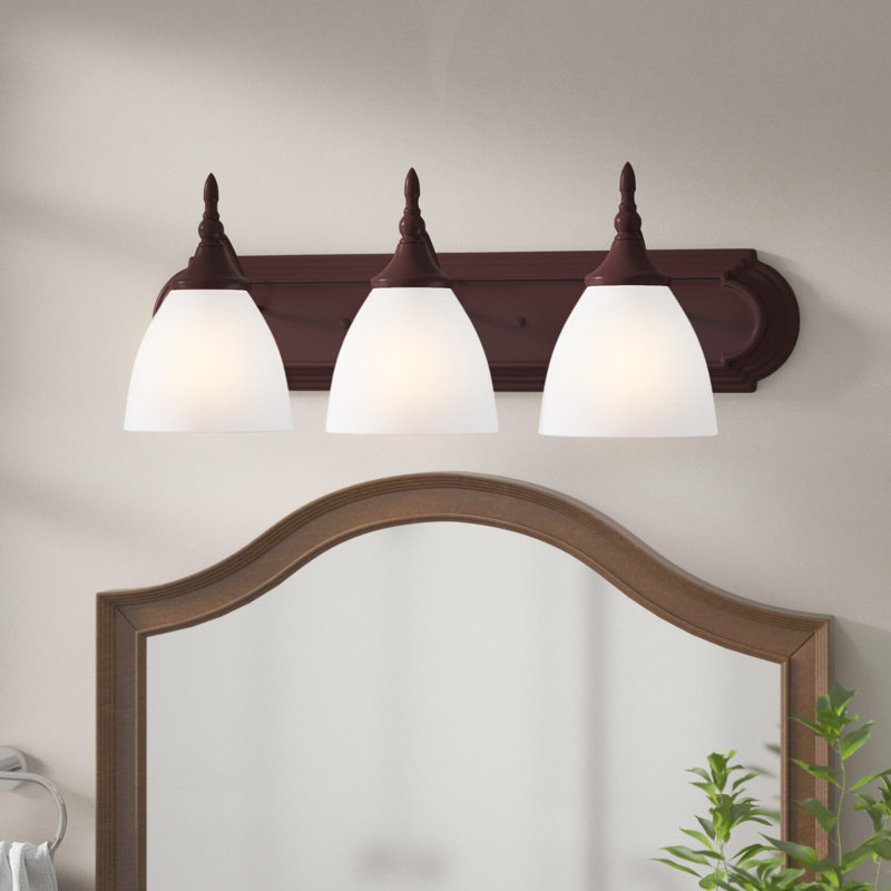Bar de salle de bain Sennott, Bronze anglais, H 8 po x l 24 po x P 24 po, Trois lumières