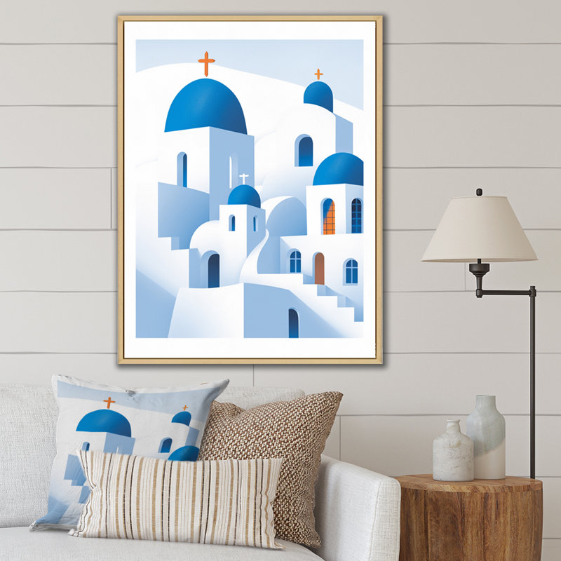 Décoration murale grecque Santorini Odyssey IV - Grèce, H 20 po x l 12 po x P 1 po, Cadre naturel flottant