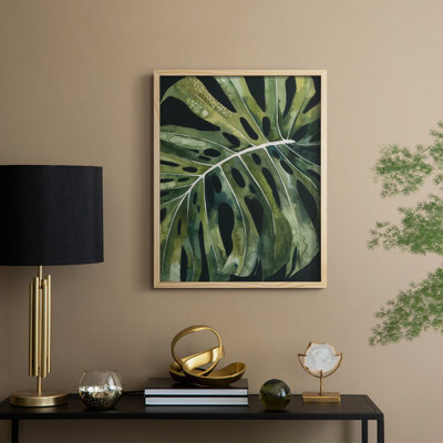 Nocturnal Monstera II Framed Print - Solid Wood