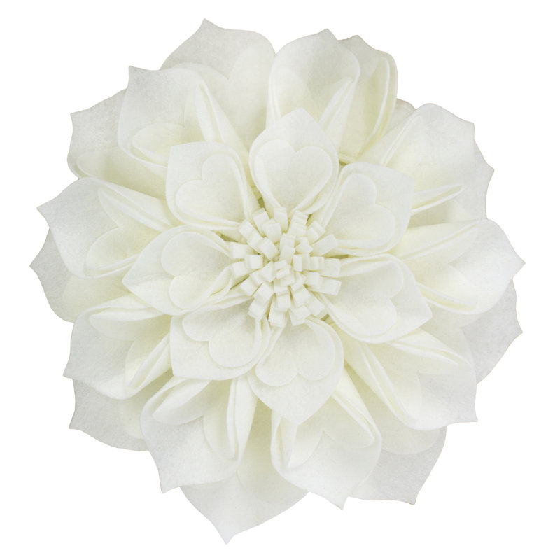 Floral Throw Pillow, 13" x 13", Ivory