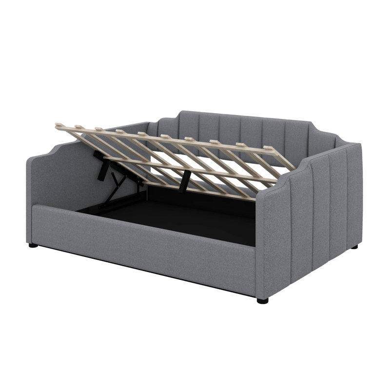 Upholstered Daybed With Underneath Storage, Full, Gray