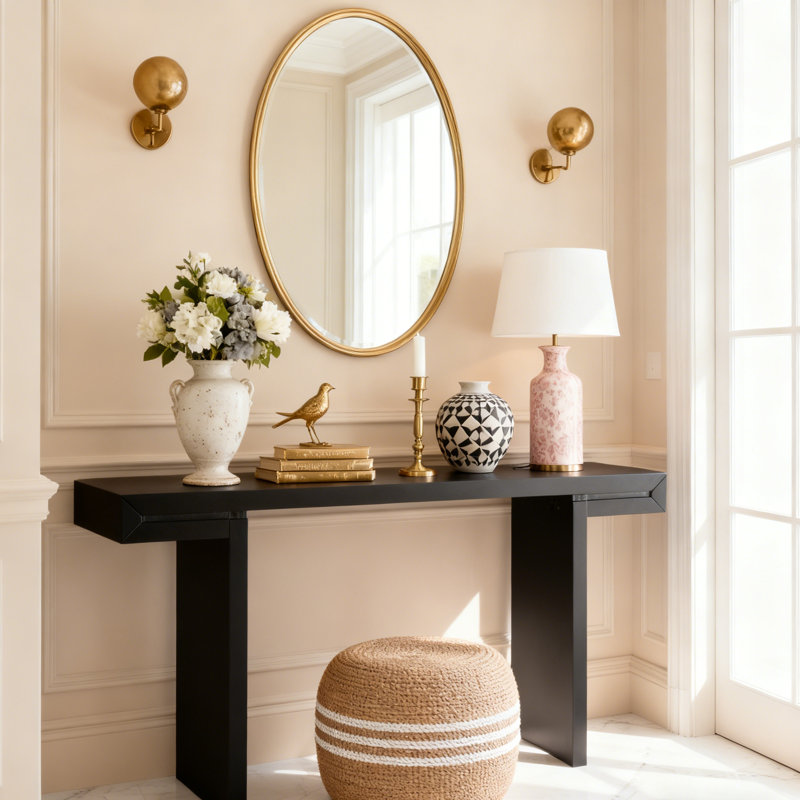 Console Table With Adjustable Feet, Black