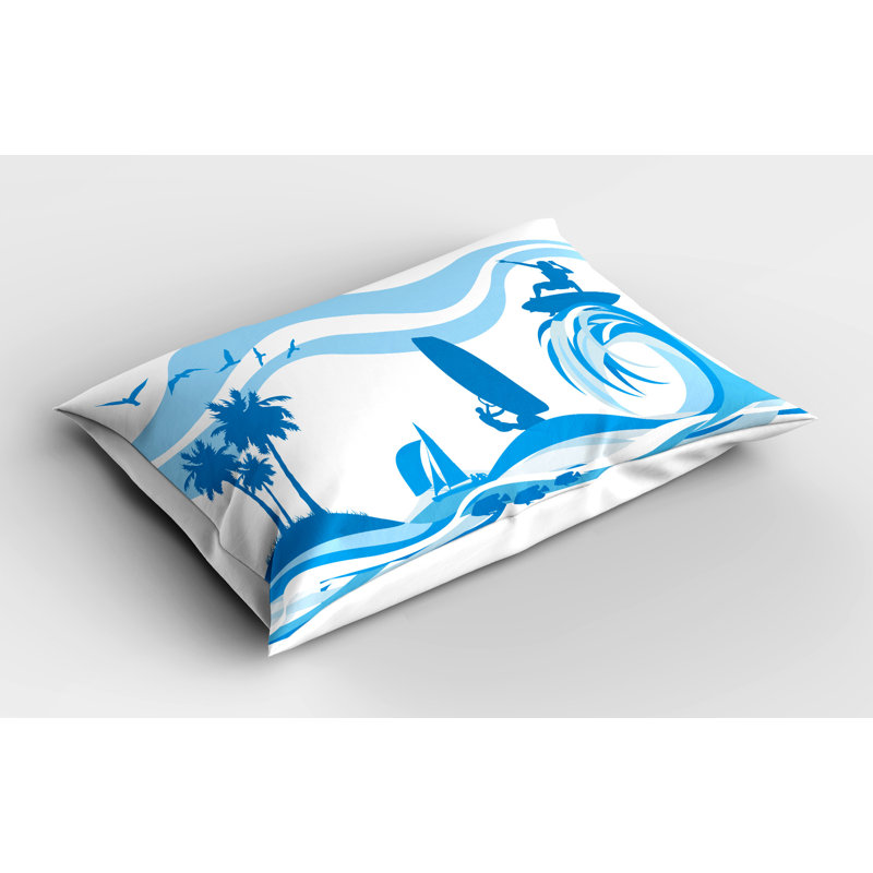 Ensemble de 2 taies décoratives aquatiques Ambesonne Surfer Waves Summertime, H 20 po x l 30 po