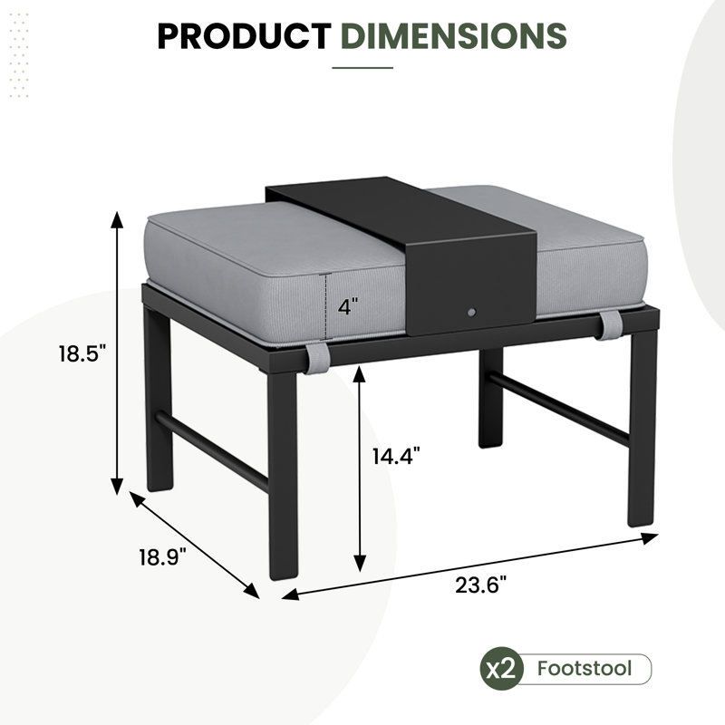 Repose-pieds pour 2 personnes, Cadre noir avec base gris