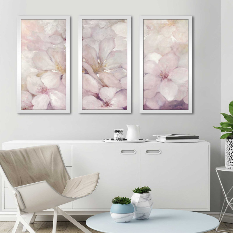 « apple fleurs », reproduction d’art sur plusieurs acryliques, L 52,5 po x H 33,5 po x P 1 po