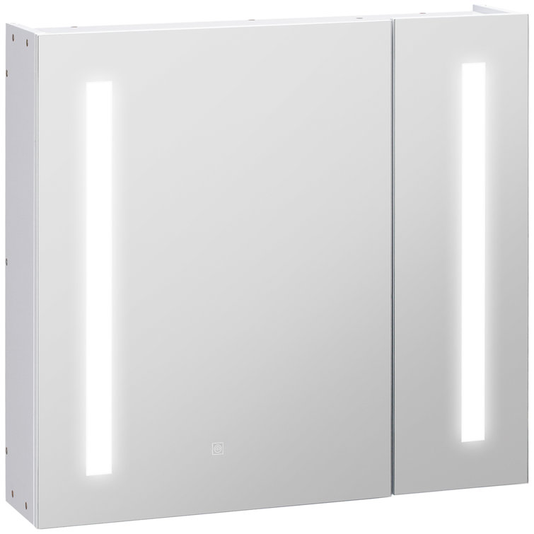 650 X 700mm Bathroom Mirror Cabinet with LED, Adjustable Shelf, White