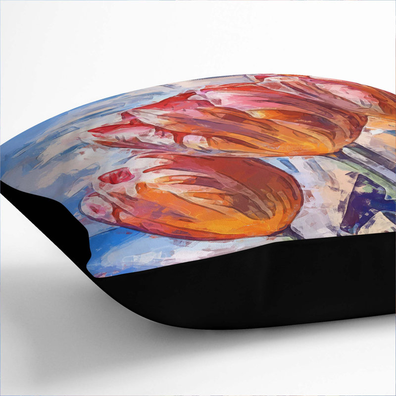 Floral Square Throw Cushion, Black, 40cm H x 40cm W x 15cm D
