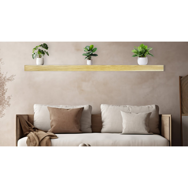 Tablette d'appoint en bois massif Britan, Naturel, H 4 po x l 71 po x P 8 po