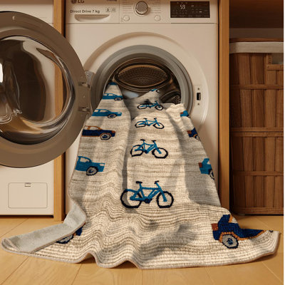 Machine Washable Transportation Beige Area Rug