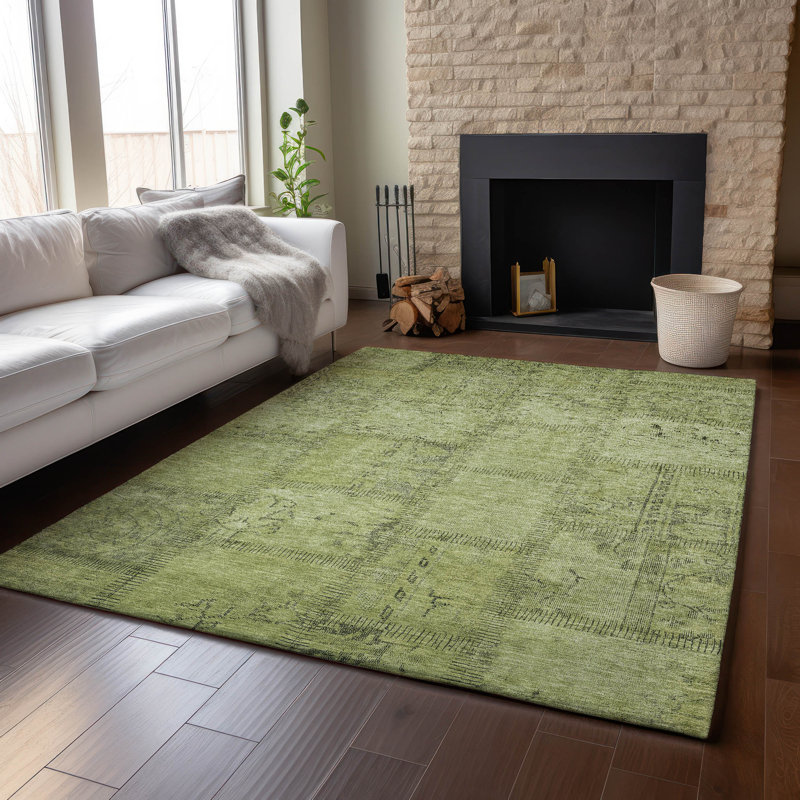 Tapis en fougère de qualité supérieure lavable à la machine Prisco, Rectangulaire 3 pi x 5 pi