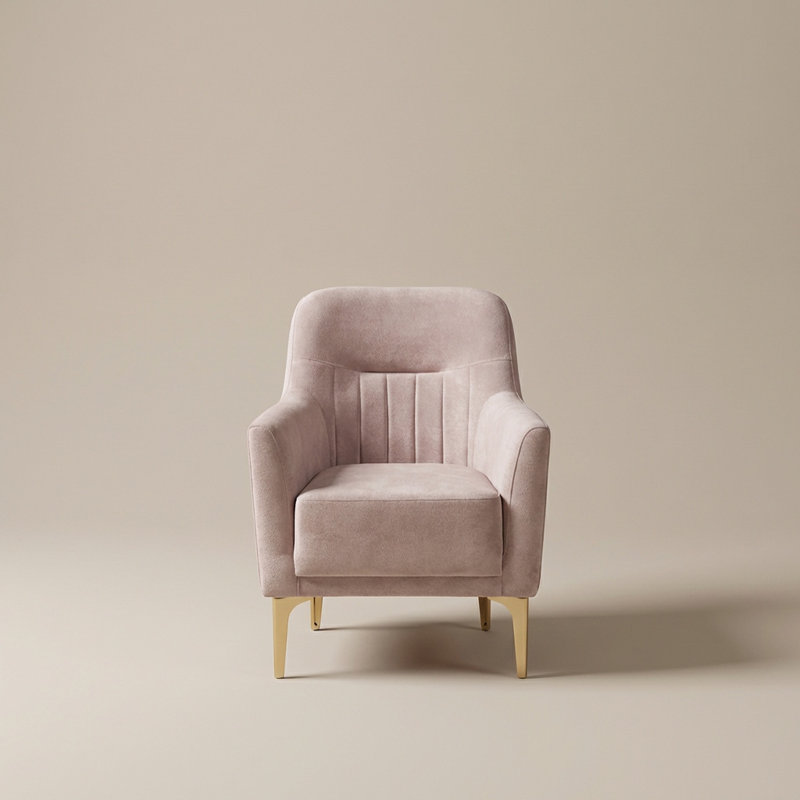 Chaise d'appoint rembourrée avec pieds en métal Larda, Crème, Doré