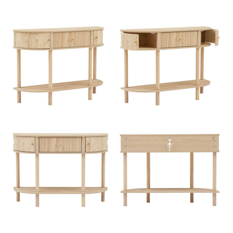 43.3'' Farmhouse Half Moon Console Table, Natural