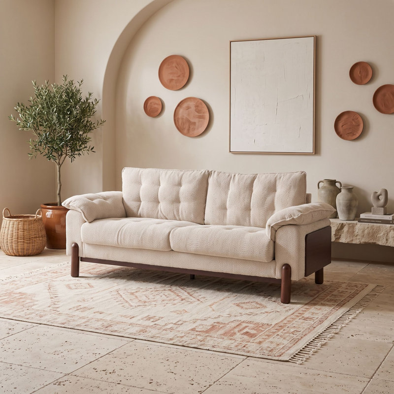 Canapé rembourré Boucle avec tissu respirant et durable, Beige