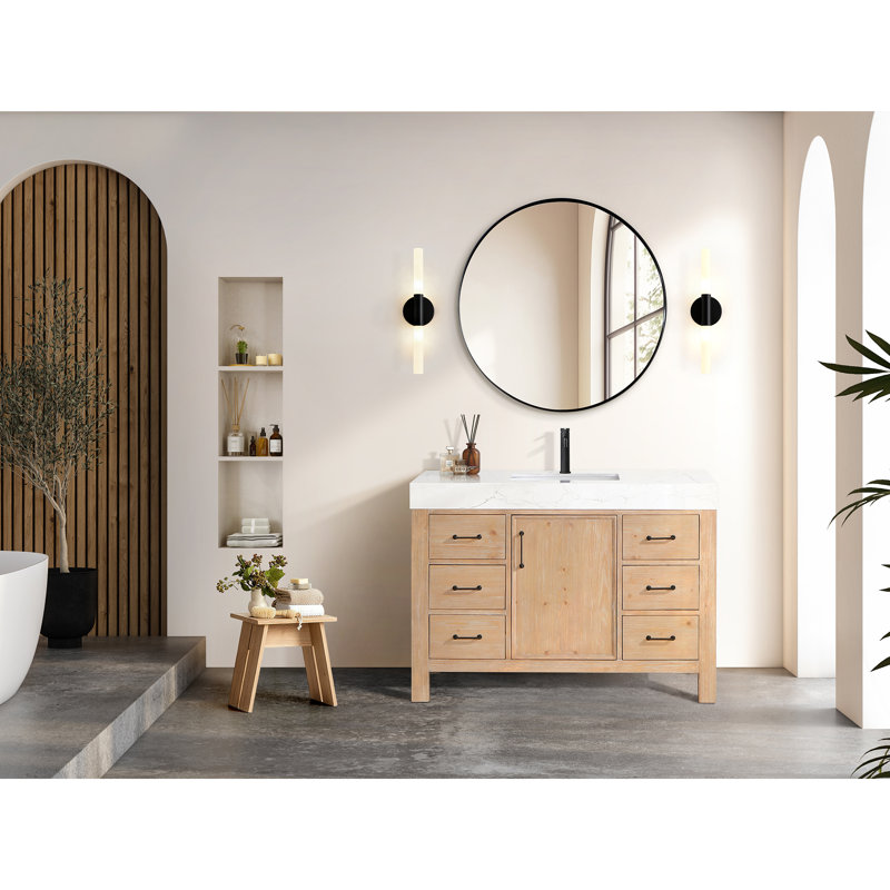 Ensemble de meuble-lavabo simple 48 po Barney, Brun, Blanc, Noir mat