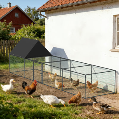 126" X 32" X 35" Metal Chicken Coop Playpen W/ Upgraded Cover, Rabbit Duck Backyard Farm Large Cat Cage