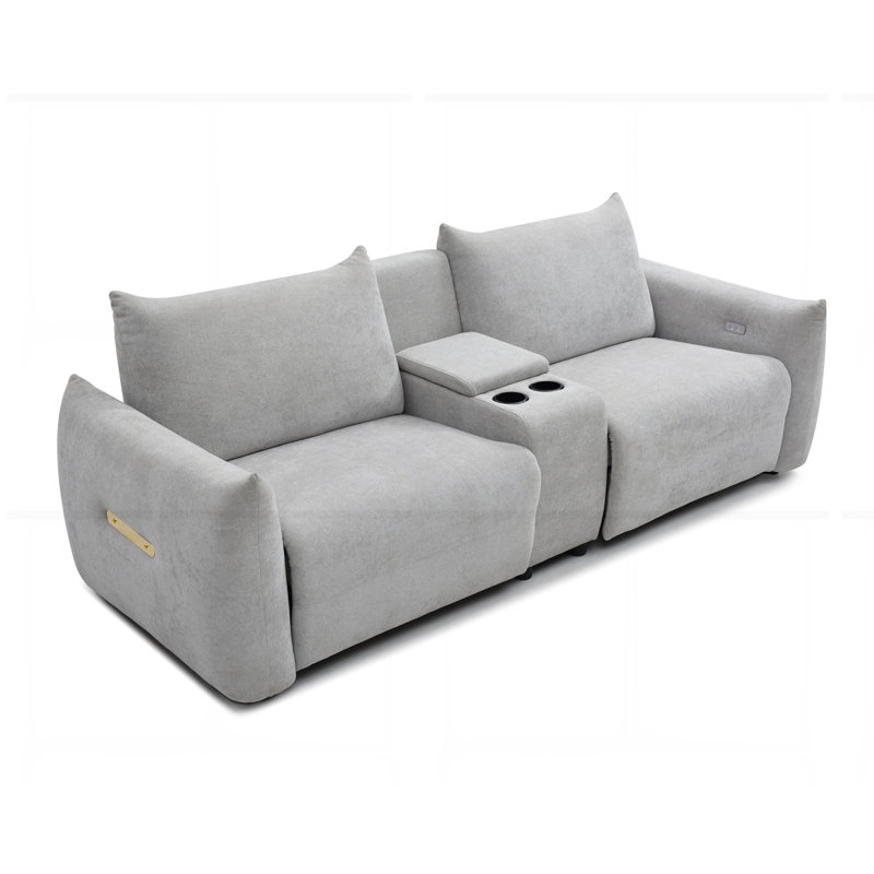 Ensemble de canapé inclinable électrique, Lin gris