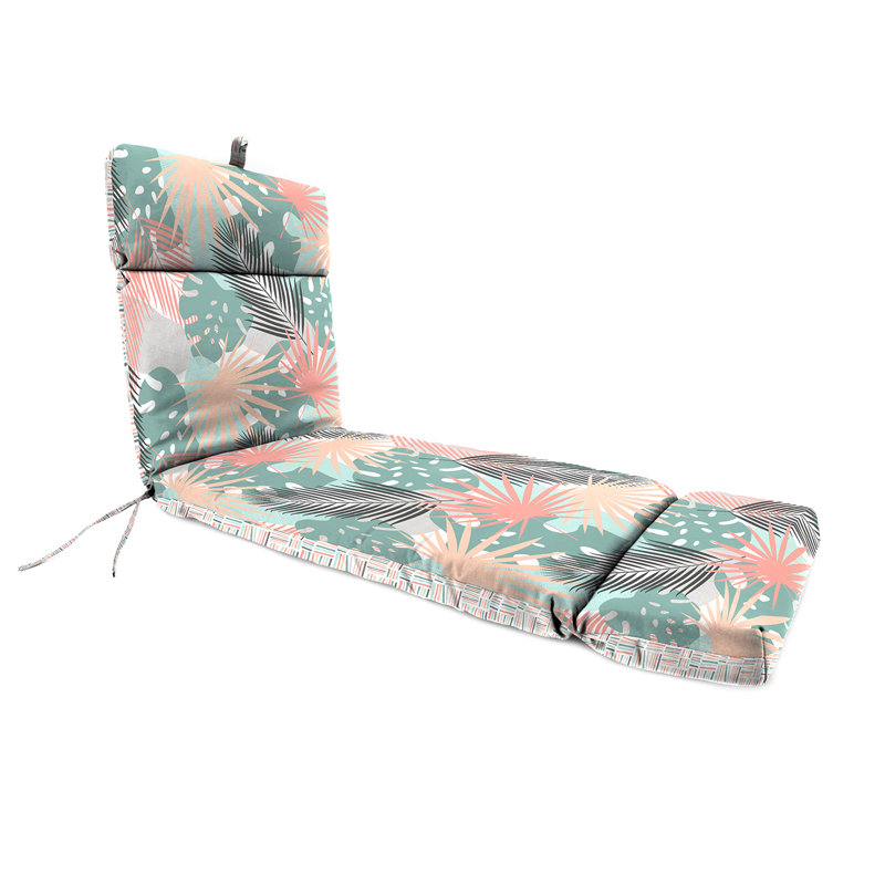 72" x 23" Reversible Outdoor Chaise Lounge Cushion, Multi-Colored Floral 1