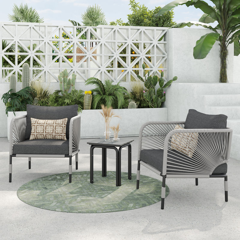 Acklin 300 - Person Patio Conversation Set with Cushions, Light Gray, Gray