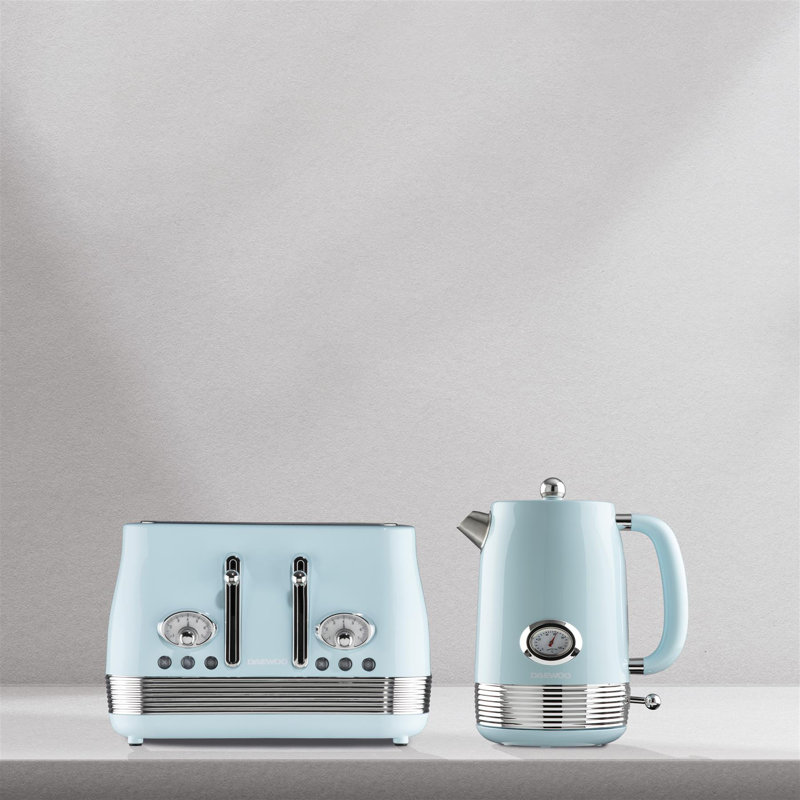 Daewoo Denver Collection 1.5L Retro Kettle 6-Cups-in-1-Boil Jug Temperature Gauge, Sky Blue