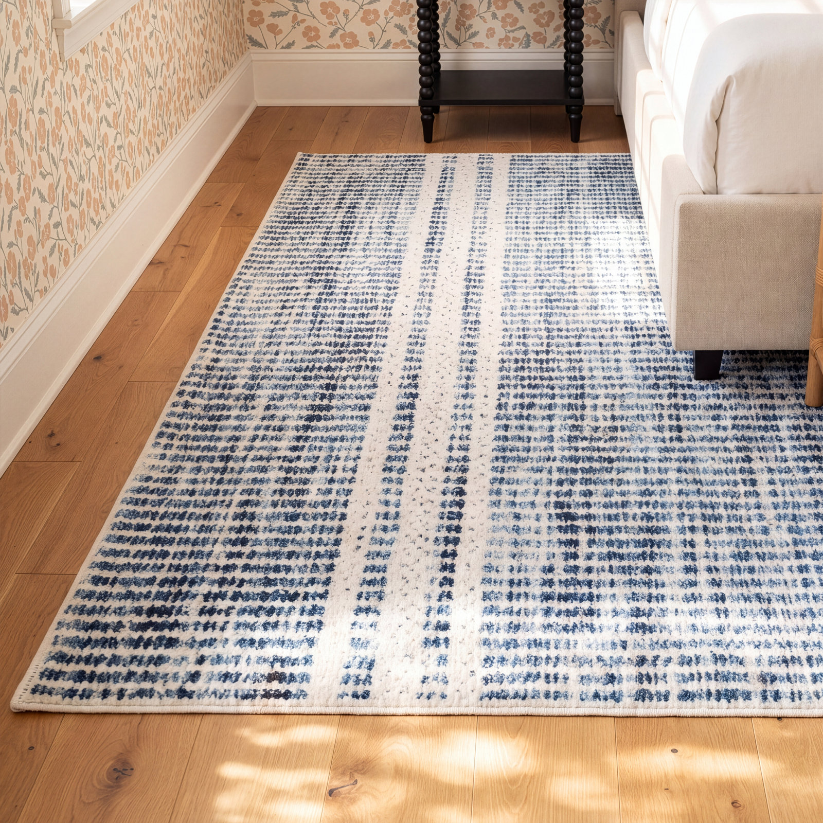Malta Blue Machine Printed Washable Rug, Rectangle 7'6" x 9'6"