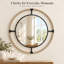 80cm Round Wall Mirror with Natural Hemp Rope and Black Metal Frame