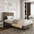 Twin Upholstered Platform Bed Frame, Fabric Headboard, Metal Frame with Wooden Slats, Twin Size, Modern Bedroom Use ,Black-1650802872-1650802873