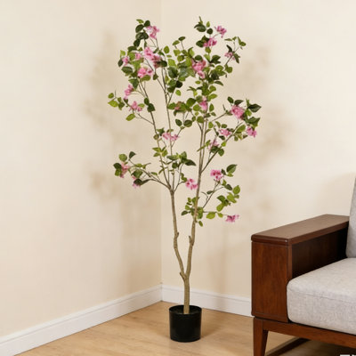 Bougainvillier artificiel en pot - plante à fleurs artificielle réaliste, faux décor nécessitant peu d'entretien pour le bureau intérieur, 1pc / ensemble
