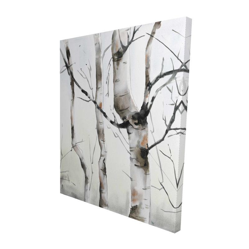«Three Birches Trees - Minimalist Landscape», art sur toile