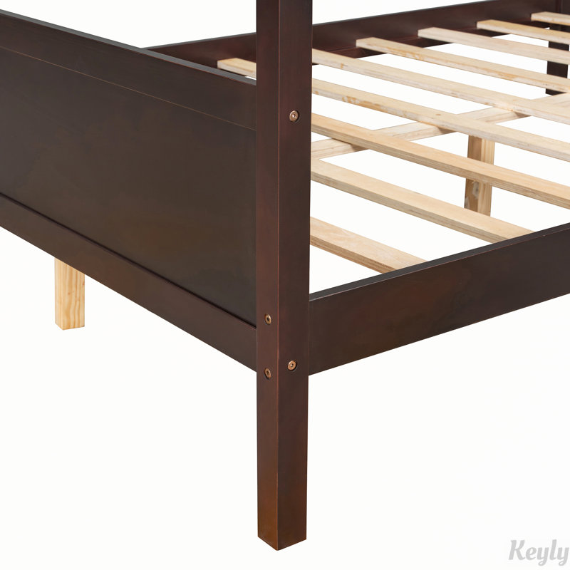 Queen Canopy Bed With Headboard and Footboard, Espresso	