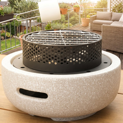 Table Top Firepit Outdoor Mini Small Fireplace for Family S'mores Fun for Patio Backyard Bonfire BBQ-Cylinder 11.81"