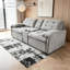 Canapé-lit convertible 3-en-1 en chenille, fauteuil inclinable réglable à 5 niveaux avec porte-gobelet et port USB, gris clair