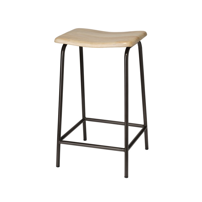 Bend Iron Counter Stool, Bleached Mango Wood