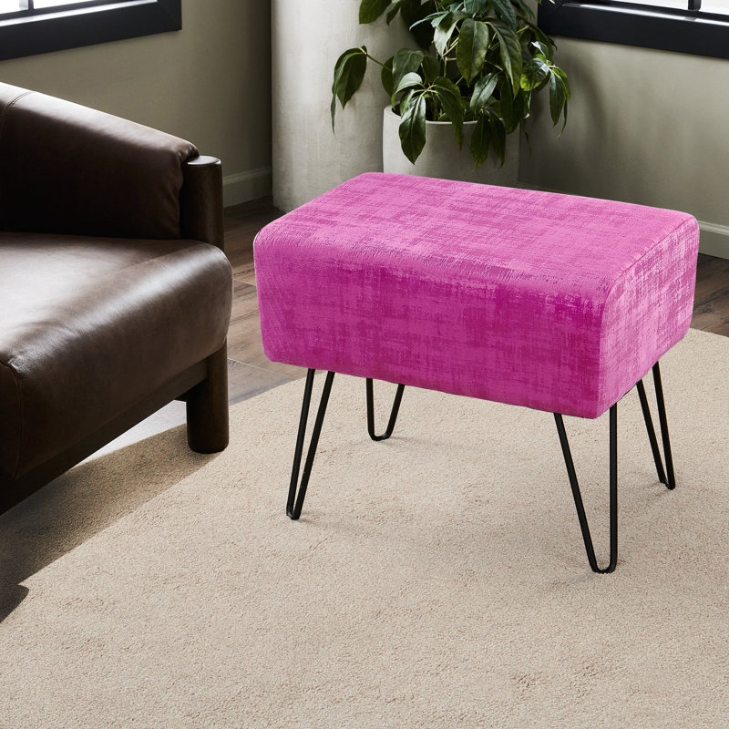 Alegre Velvet Ottoman, Raspberry Rose Velvet