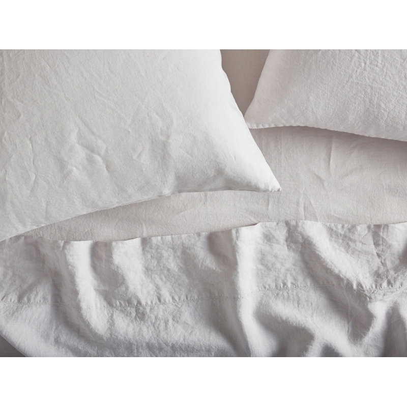 Belgian Flax Linen Fitted Sheet, King Fitted Sheet, Natural Chambray
