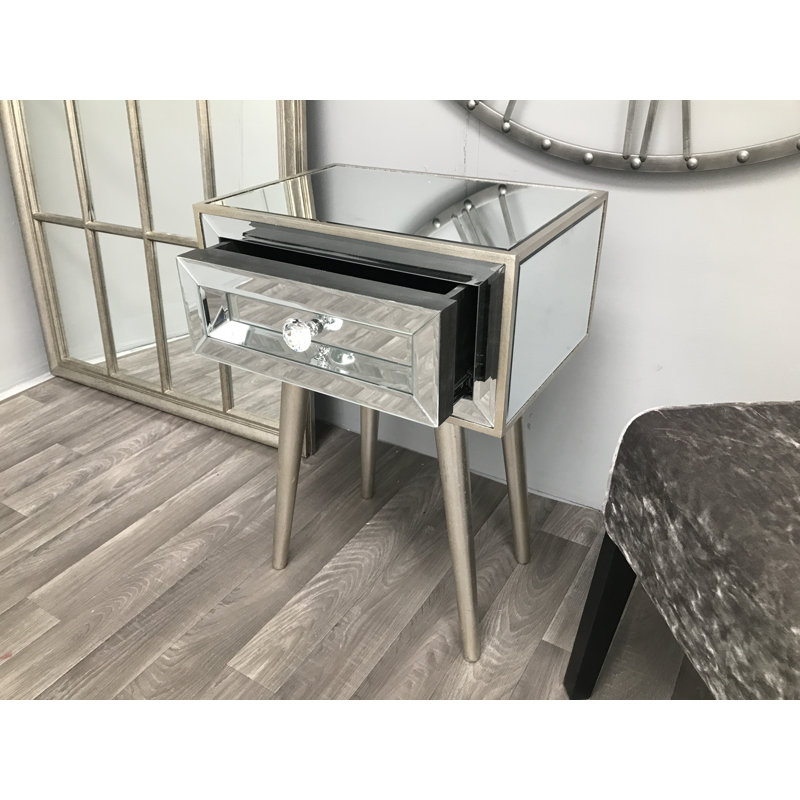 Ebony 46cm W Solid Wood Bedside Table