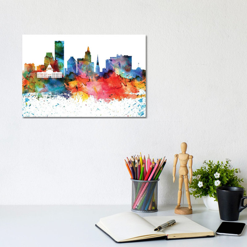 Providence Skyline - Wrapped Canvas Painting, 20.32 cm H x 30.48 cm W