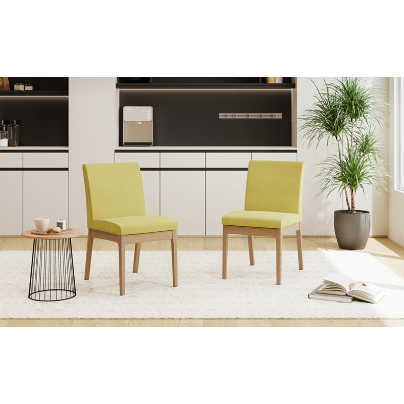 Chaises de salle à manger rembourrées avec bois d'hévéa fiable , Vert, Naturel