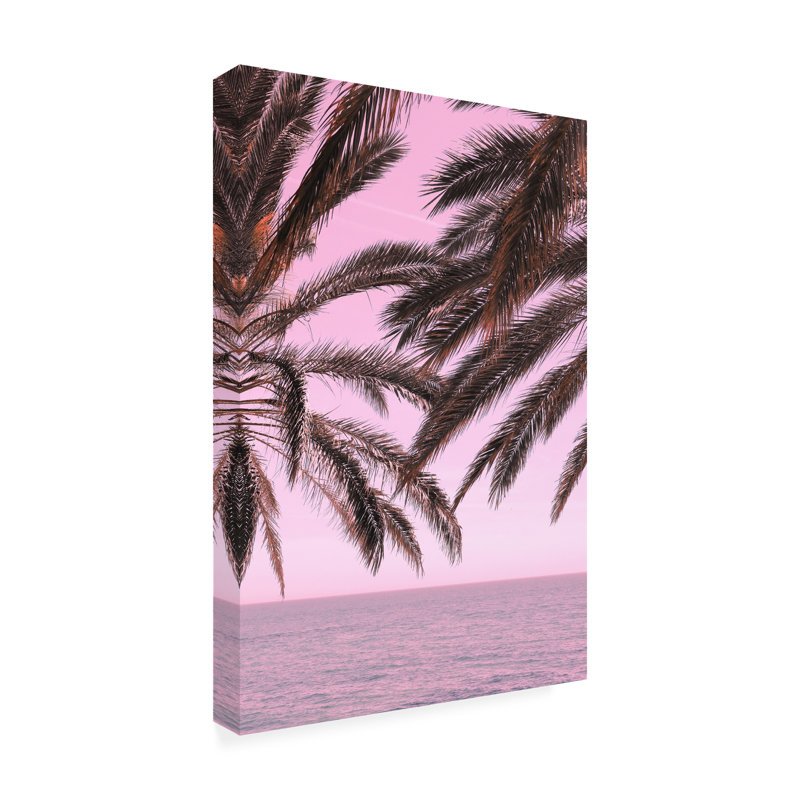 Palmier rose 1 - Impression sur toile tendue, H 19 po x l 12 po x P 2 po