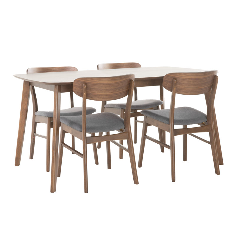 Machuca 4 - Person Four Leg Dining Set, Natural Walnut, Dark Gray