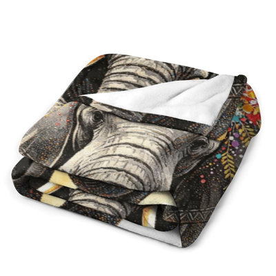 Jeté en flanelle de luxe Elephant