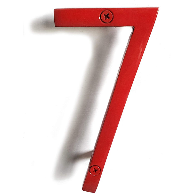 Numéro de maison en métal flottant, 7, 6", Rouge