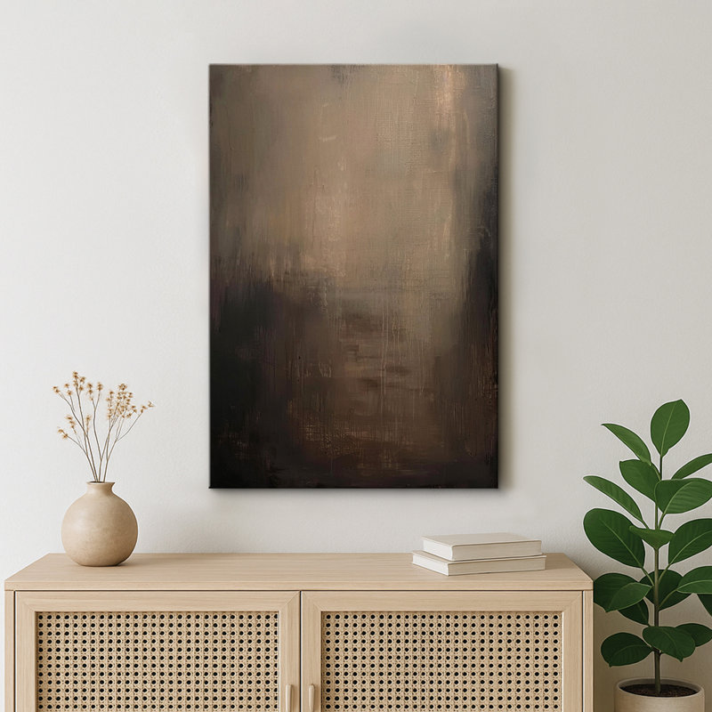 Dark Moody Abstract Gradient Artwork, Contemporary Neutral Tone Pictures, Framed Canvas Giclee Print Wall Art, Wrapped Canvas