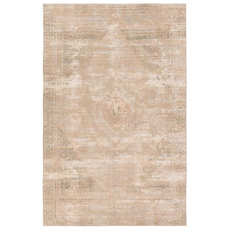 Vibe by Bungalow Rose Cadent Medallion Tan/Green Area Rug, Rectangle 8'6" x 11'9"