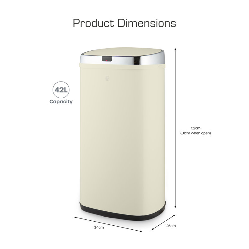 Townhouse 42 Litre Motion Sensor Recycling Bin, Cream