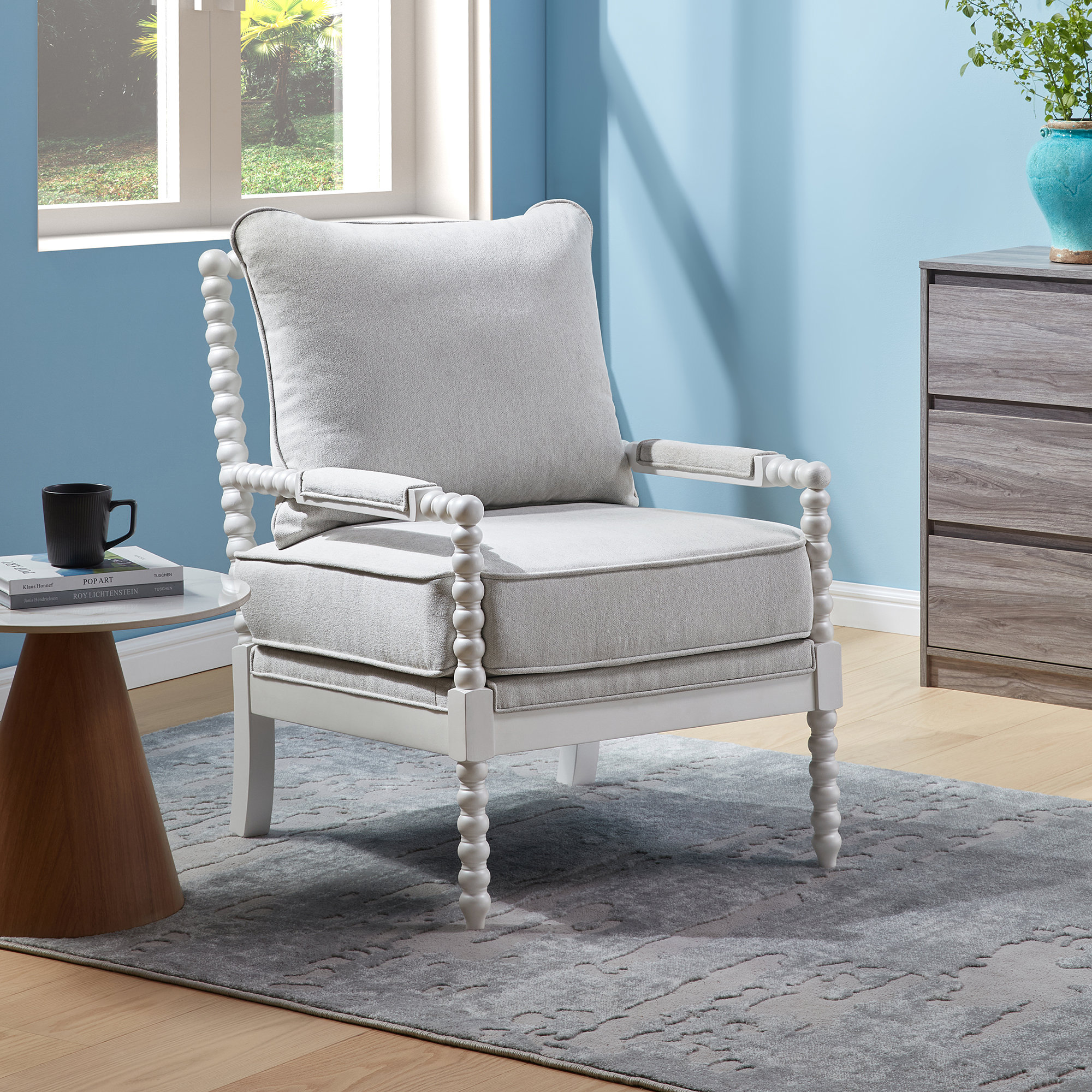 Bungalow Rose Millissa Mid-Century Solid Wood Accent Armchair with