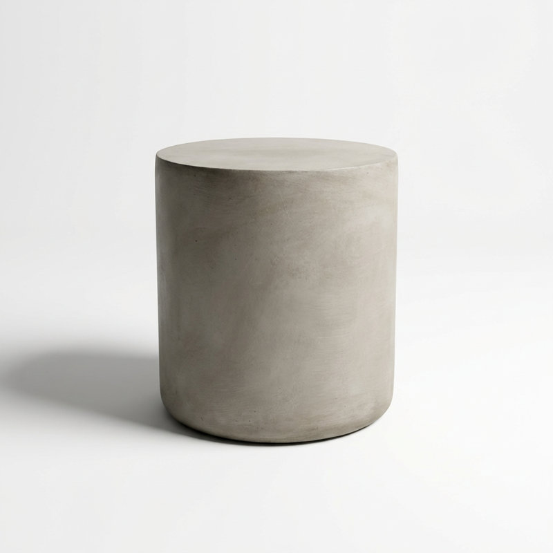 Modern Outdoor Lightweight Concrete Cylindrical Side Table
