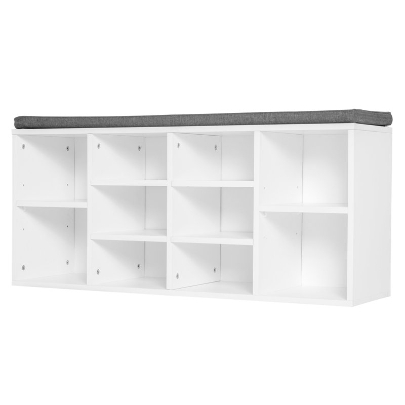 Banc à chaussures avec rangement pour hall d'entrée avec tablettes réglables - blanc