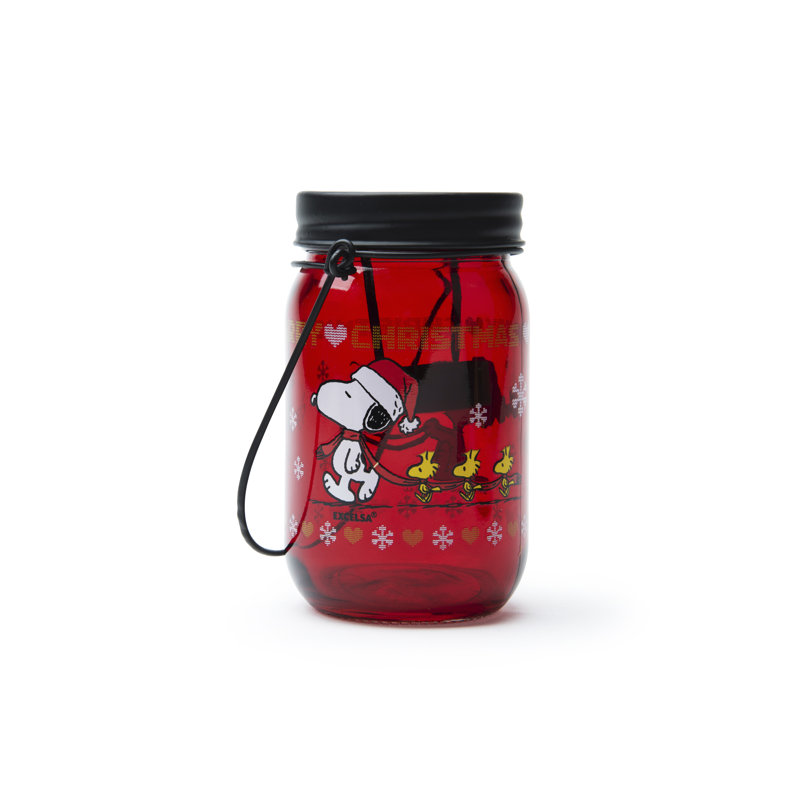 Peanuts Xmas 13Cm Glass Tabletop Lantern